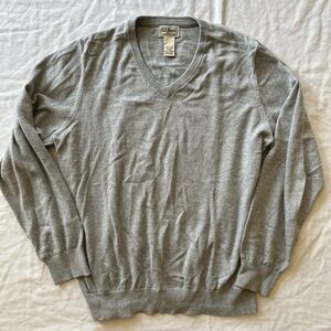 L.L. Bean Men's‎ Medium Cotton/Cashmere V-Neck Pullover Sweater Gray Regular